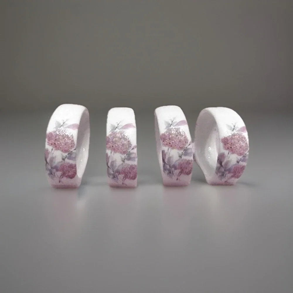 Vtg Fine Bone China Butterfly Floral Napkin Rings Set Of 4 Table Decor MCM
